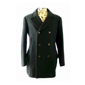 40s Mens Grey Herringbone Pea Coat