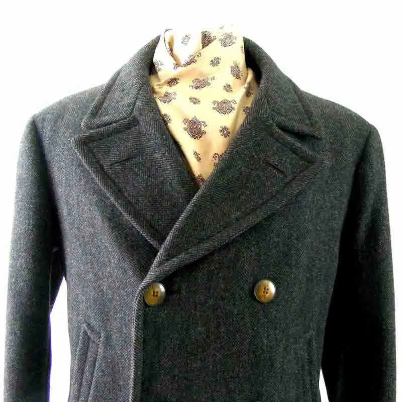 40s Mens Grey Herringbone Pea Coat