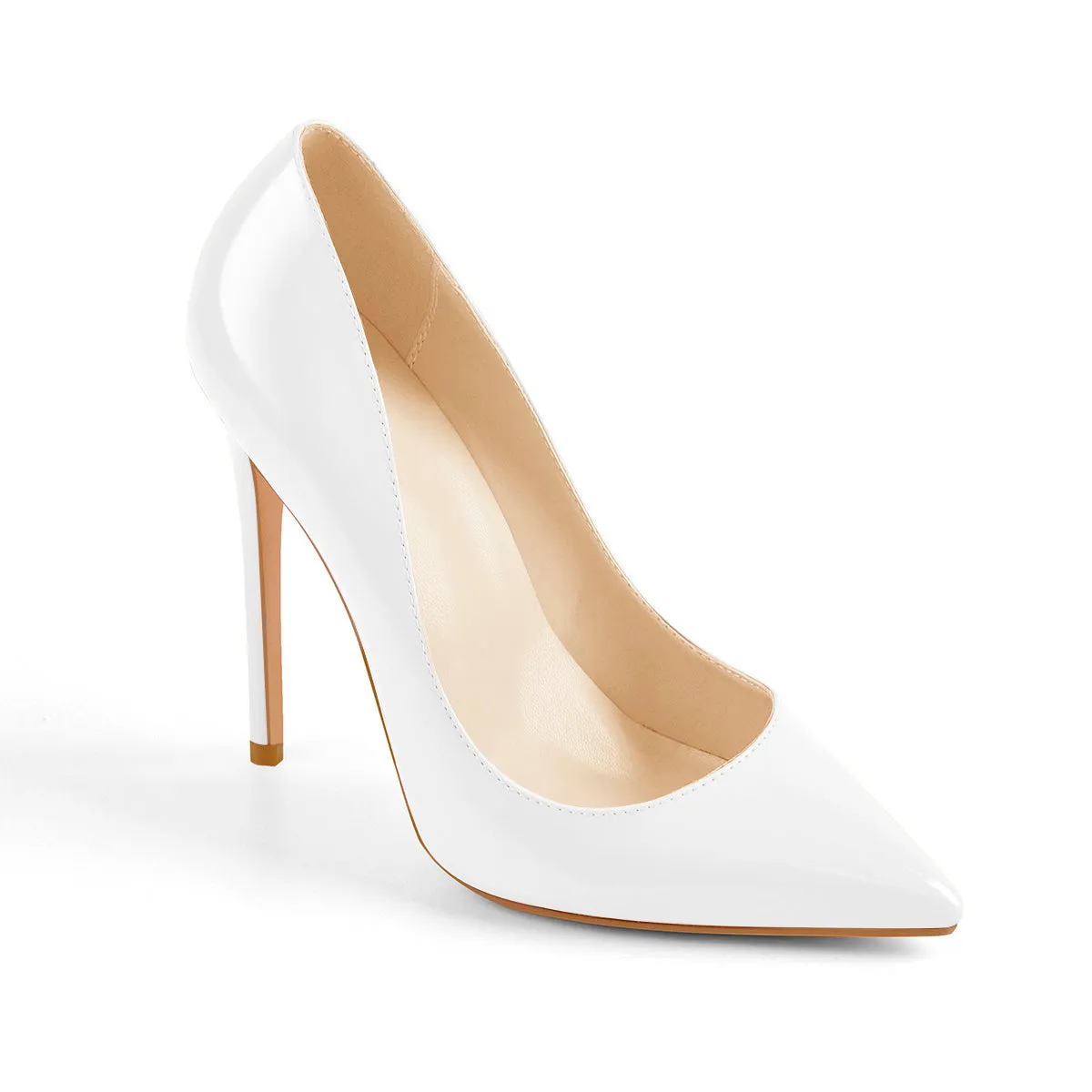 8cm 10cm 12cm Patent White Pointed Toe High Heel Pumps