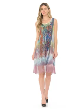 Abstract Print Mesh Lined Dress