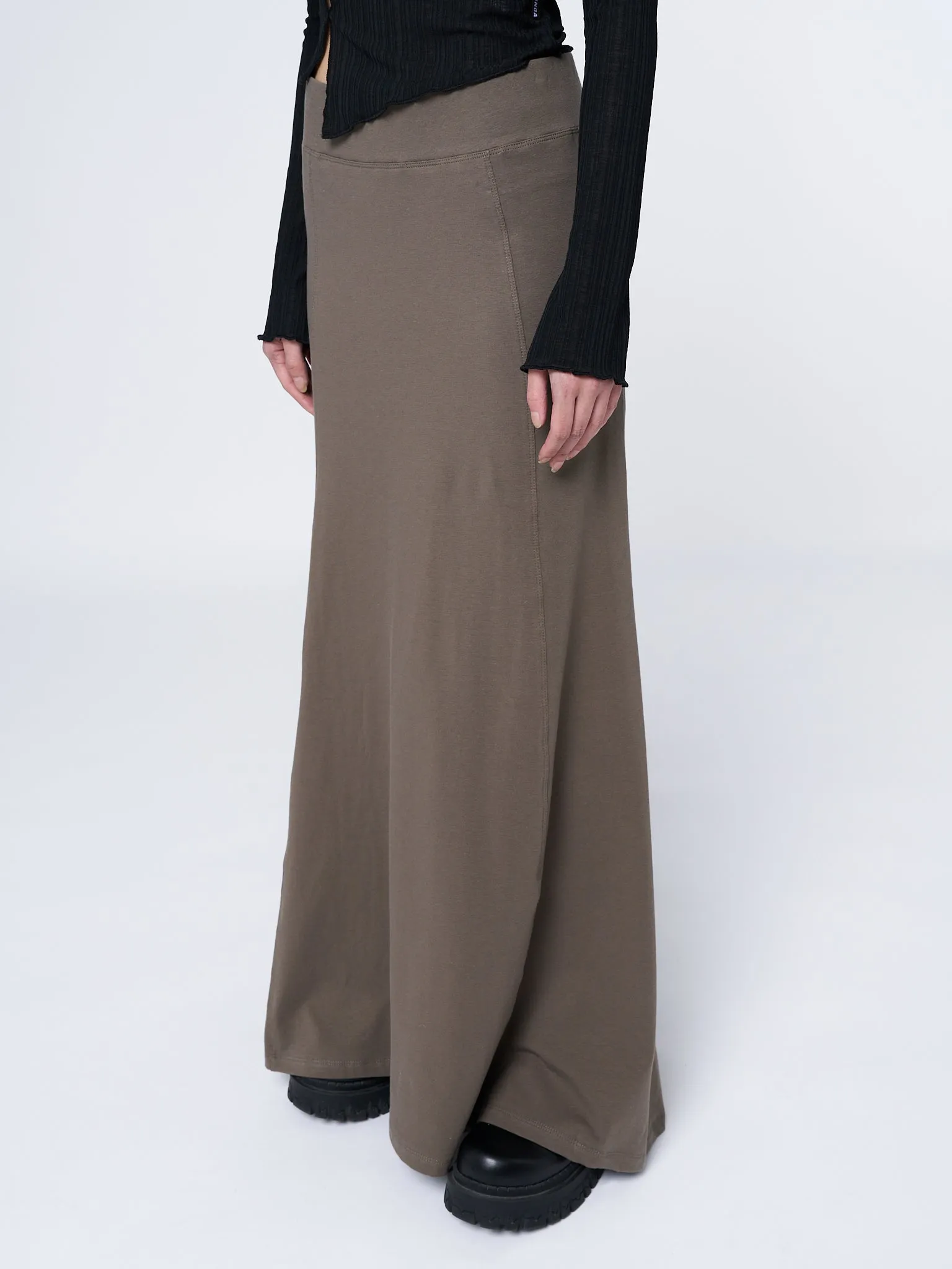 Aria Green Lined Maxi Skirt