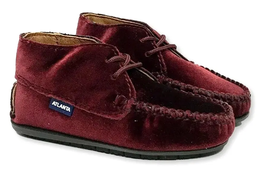 Atlanta Baby Burgundy Velvet Bootie