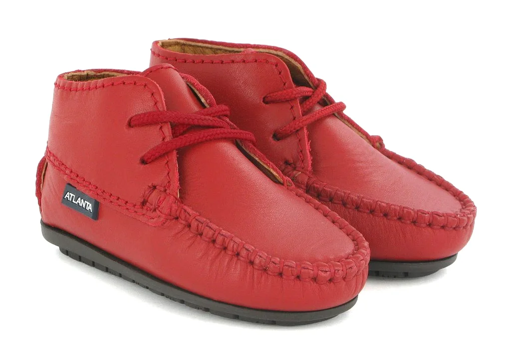 Atlanta Moccasin Baby Red Smooth Leather Bootie