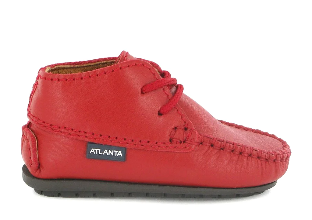 Atlanta Moccasin Baby Red Smooth Leather Bootie