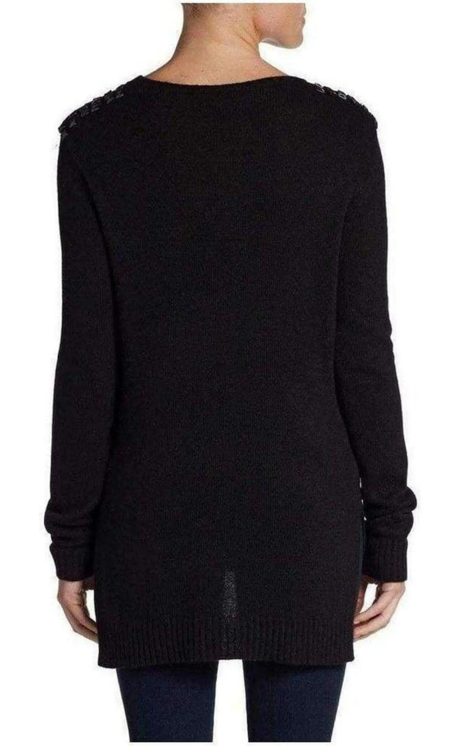 BCBG MAXAZRIA  |Keri Intarsia Studded Cashmere Blend Pullover