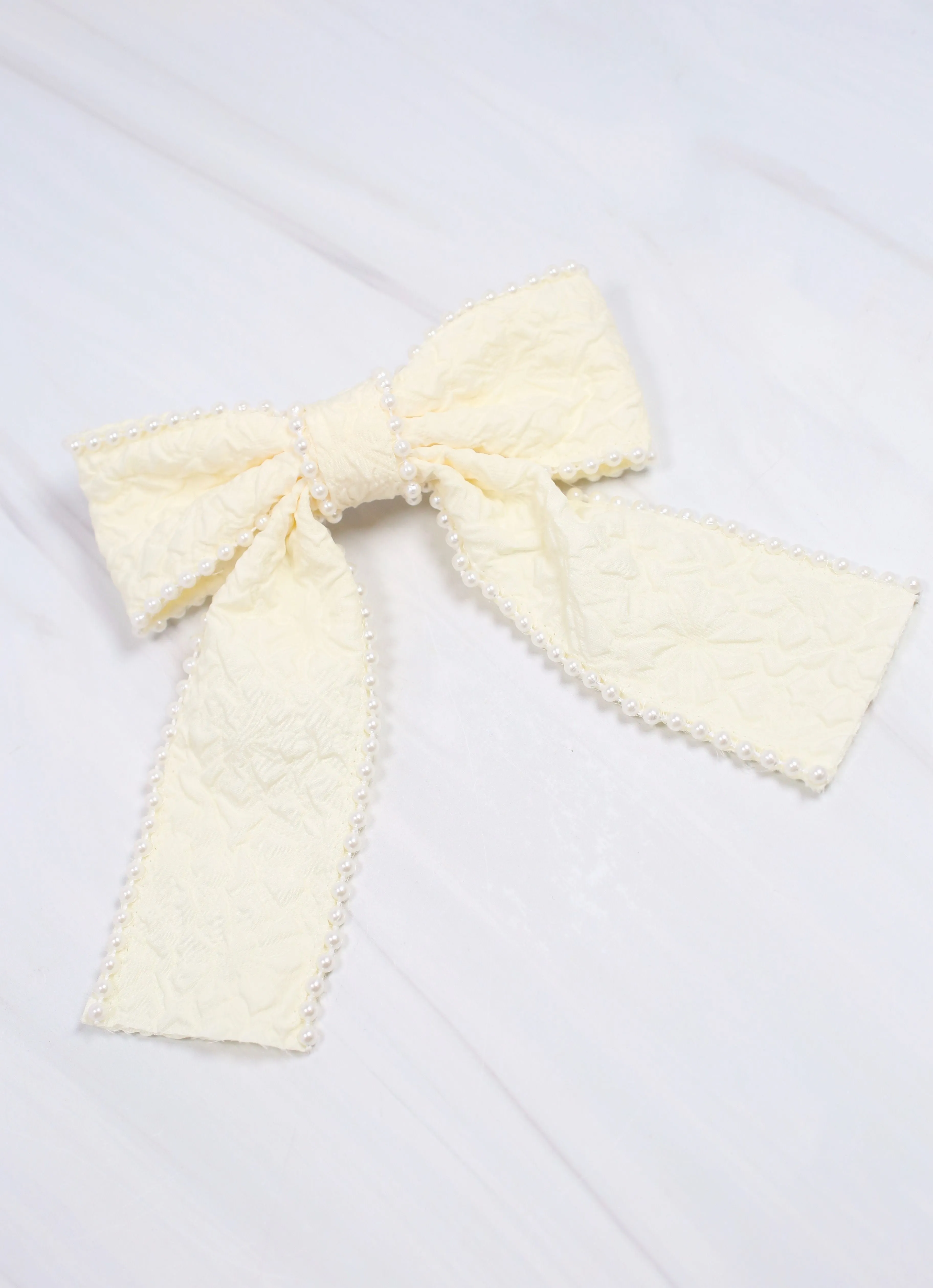 Blakely Pearl Lined Bow CREAM