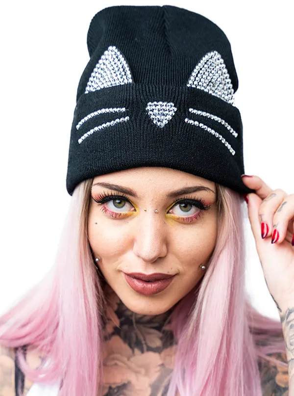 Blingy Kitty Knit Beanie