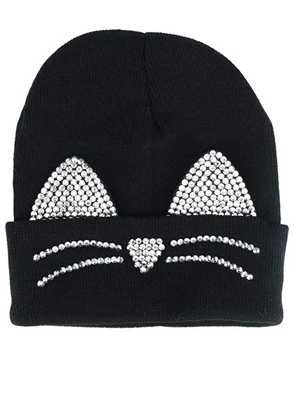 Blingy Kitty Knit Beanie