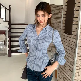 Blue Vertical Lined Shirt