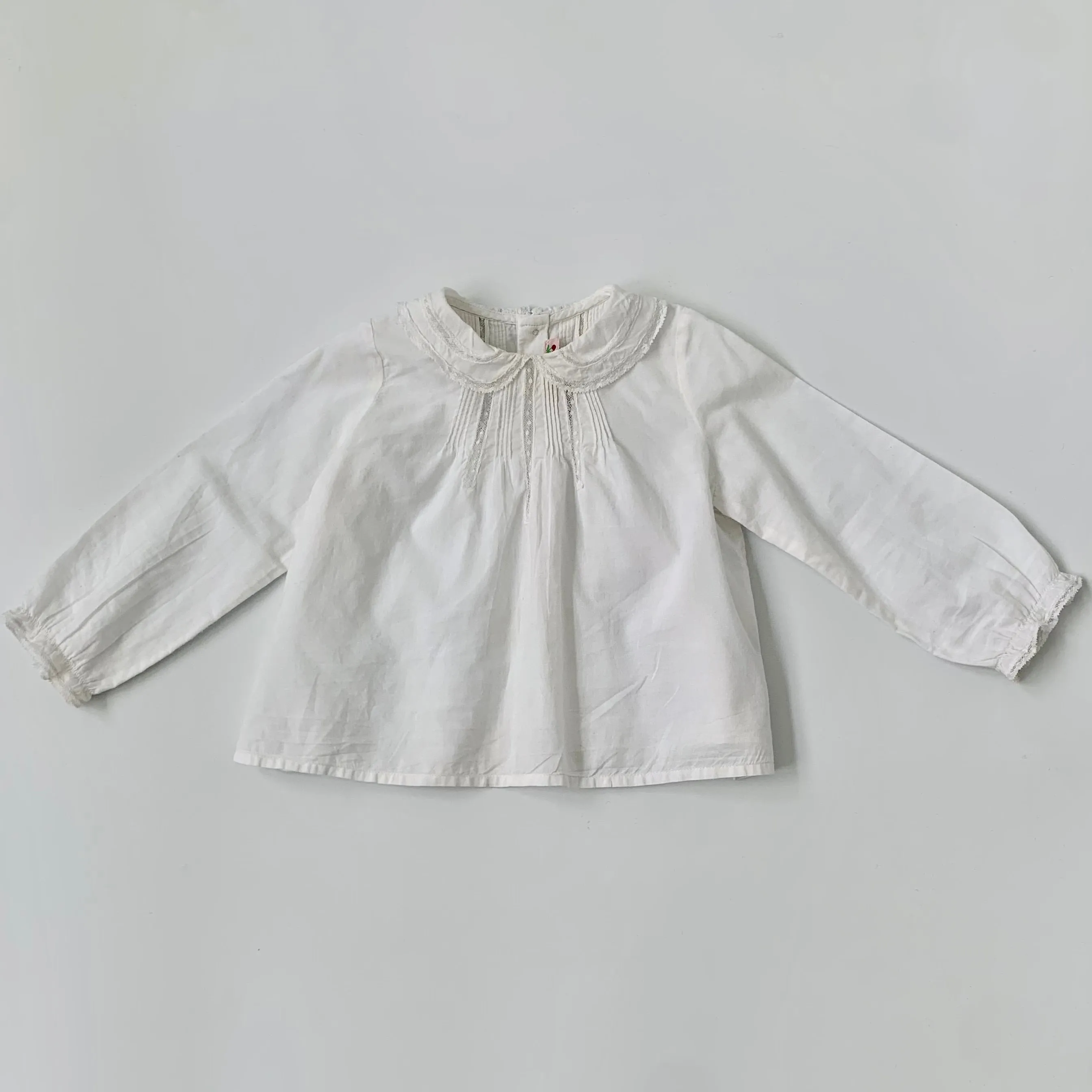 Bonpoint White Blouse With Lace Trim Collar: 2 Years