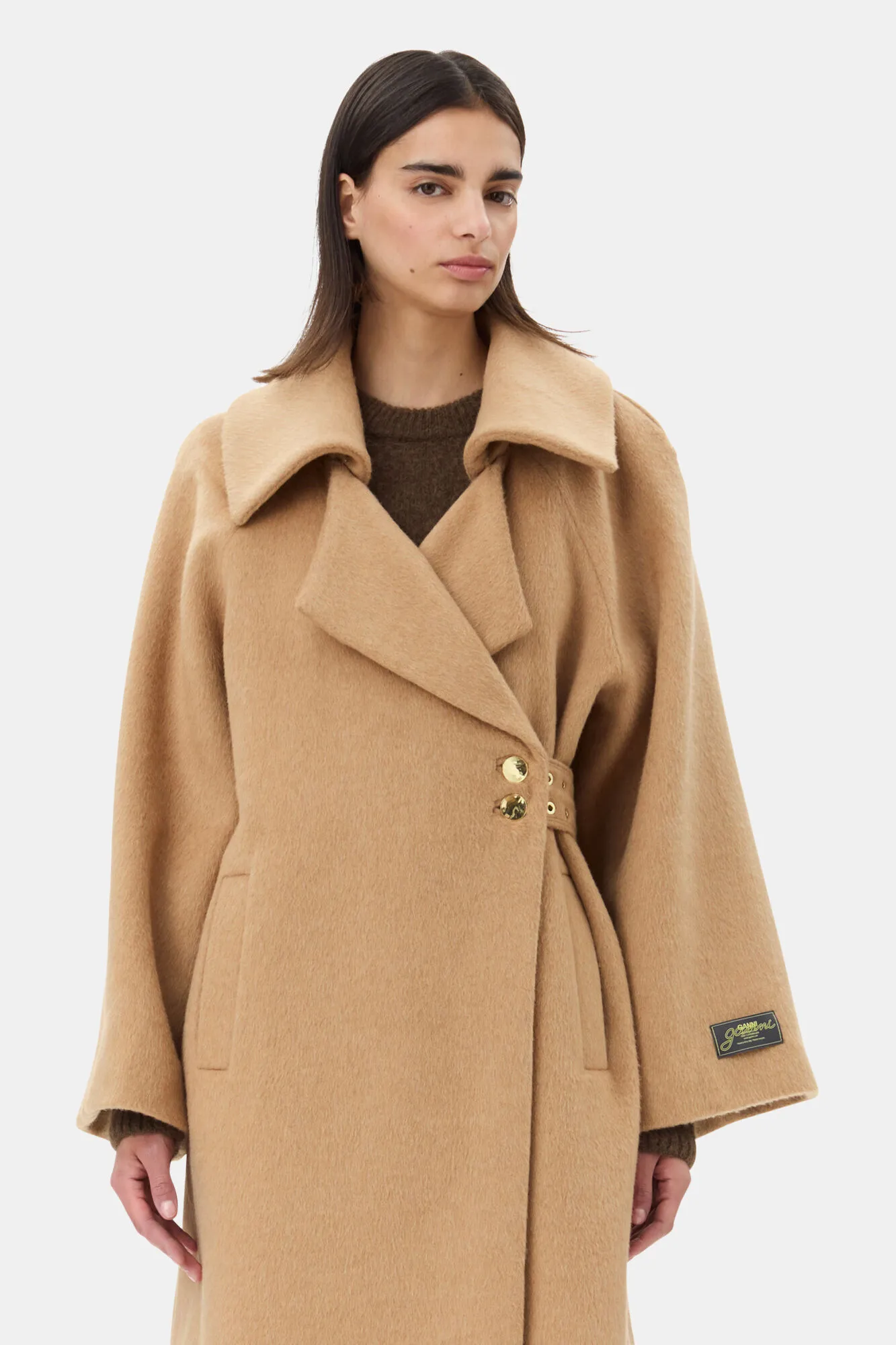 Camel Wool-Blend Coat