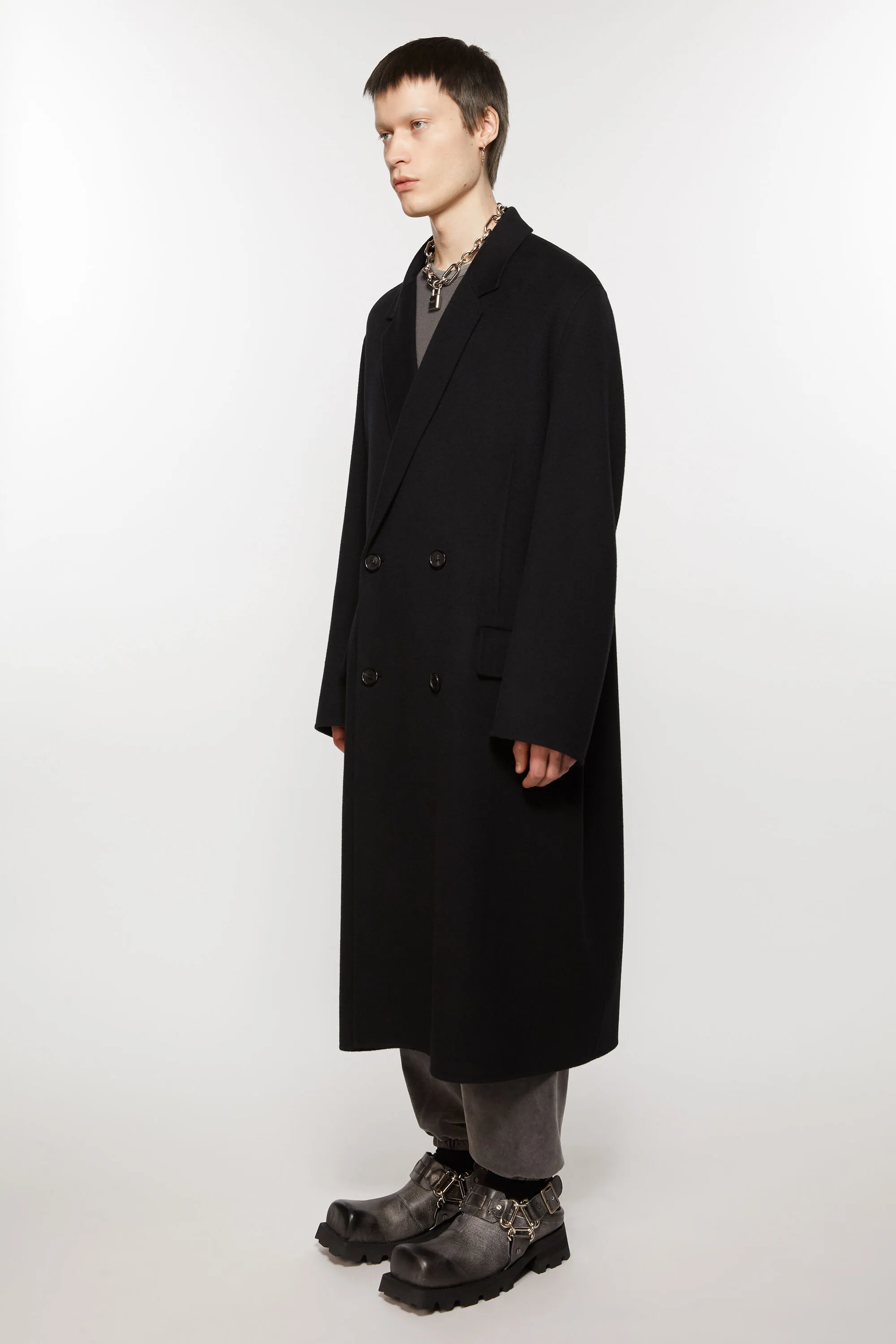 Double-breasted wool coat