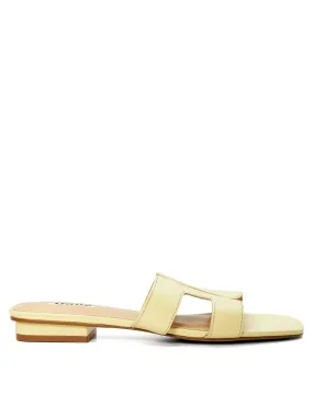 Dune London Loupetopstitch Detail Leather Sandals - Lemon