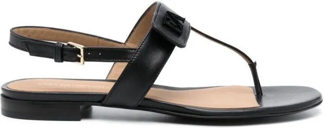 Emporio Armani logo-plaque leather sandals Black