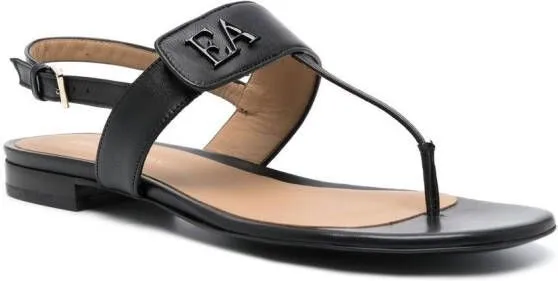 Emporio Armani logo-plaque leather sandals Black