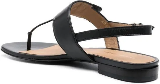 Emporio Armani logo-plaque leather sandals Black