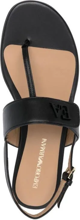 Emporio Armani logo-plaque leather sandals Black