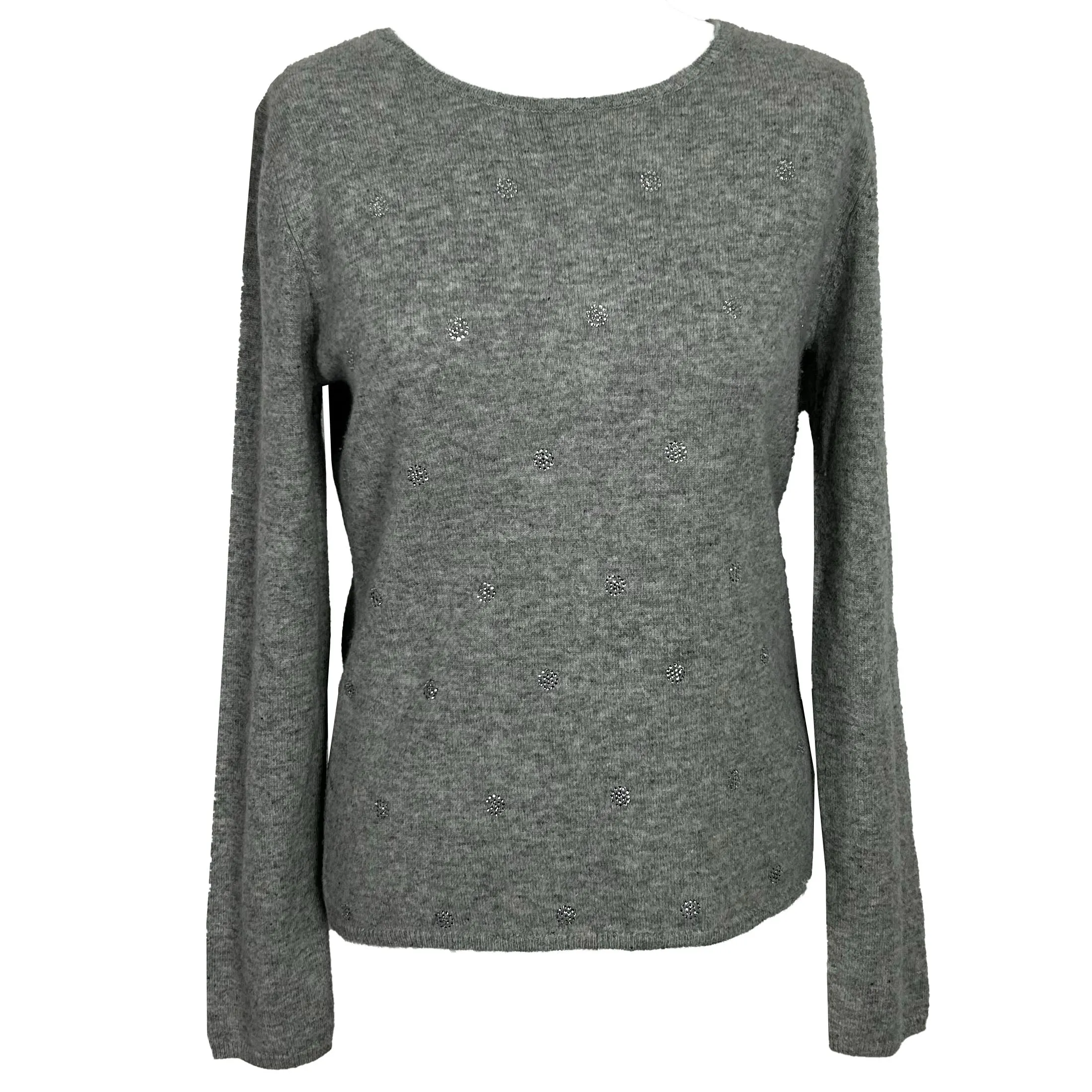 Estheme Cachemire Pale Grey Embellished Cashmere Jumper M