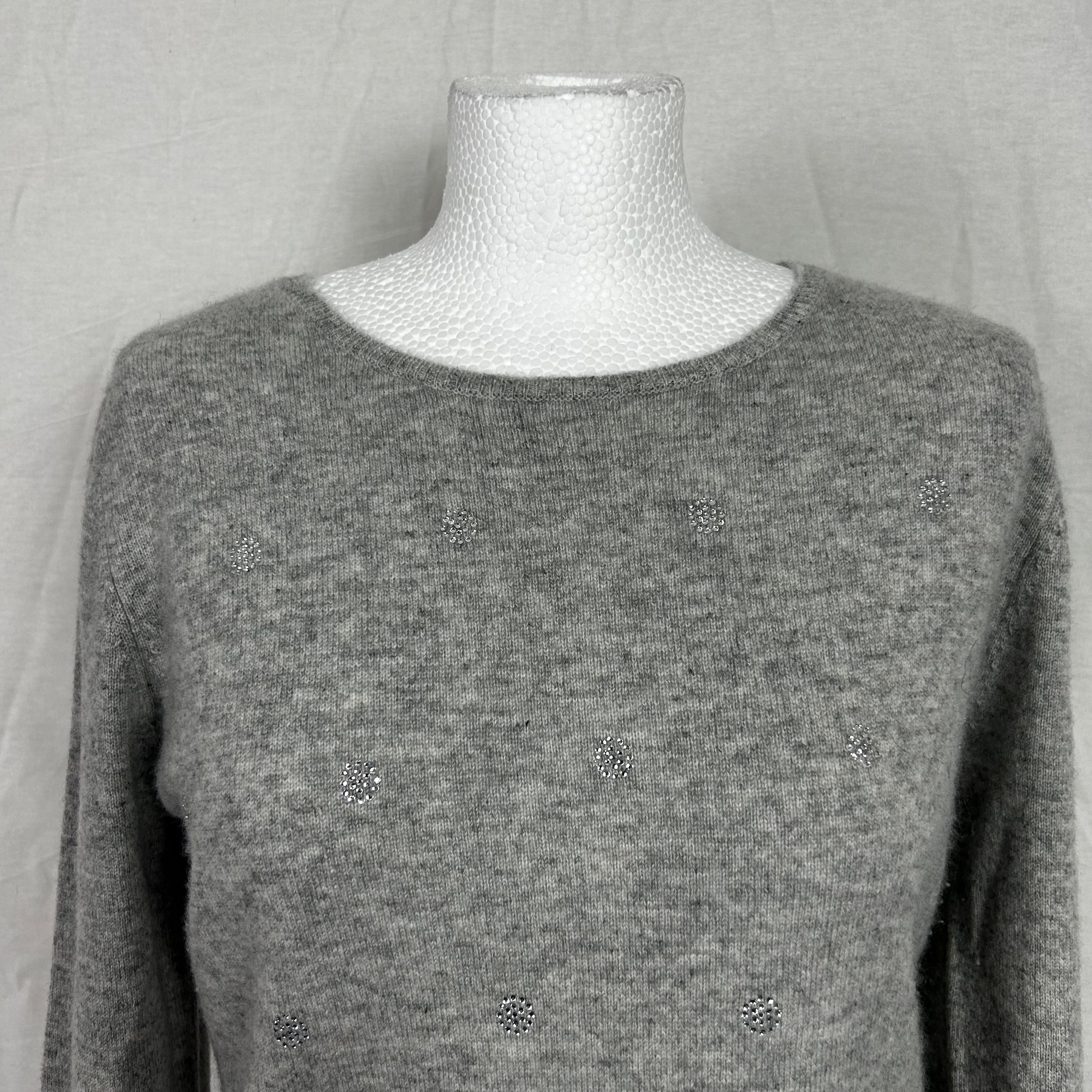 Estheme Cachemire Pale Grey Embellished Cashmere Jumper M