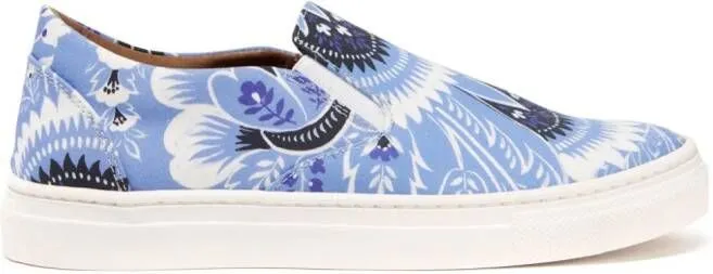 ETRO KIDS paisley-print slip-on trainers Blue