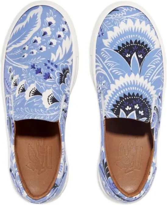 ETRO KIDS paisley-print slip-on trainers Blue