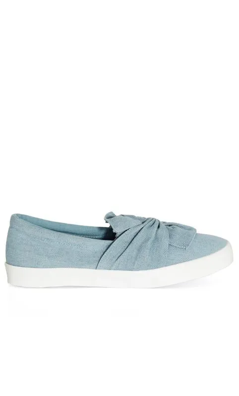 Evans Light Blue Denim Twisted Front Slip On Trainer