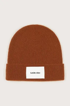 EZRA Knitted Cashmere Blend Beanie in Camel