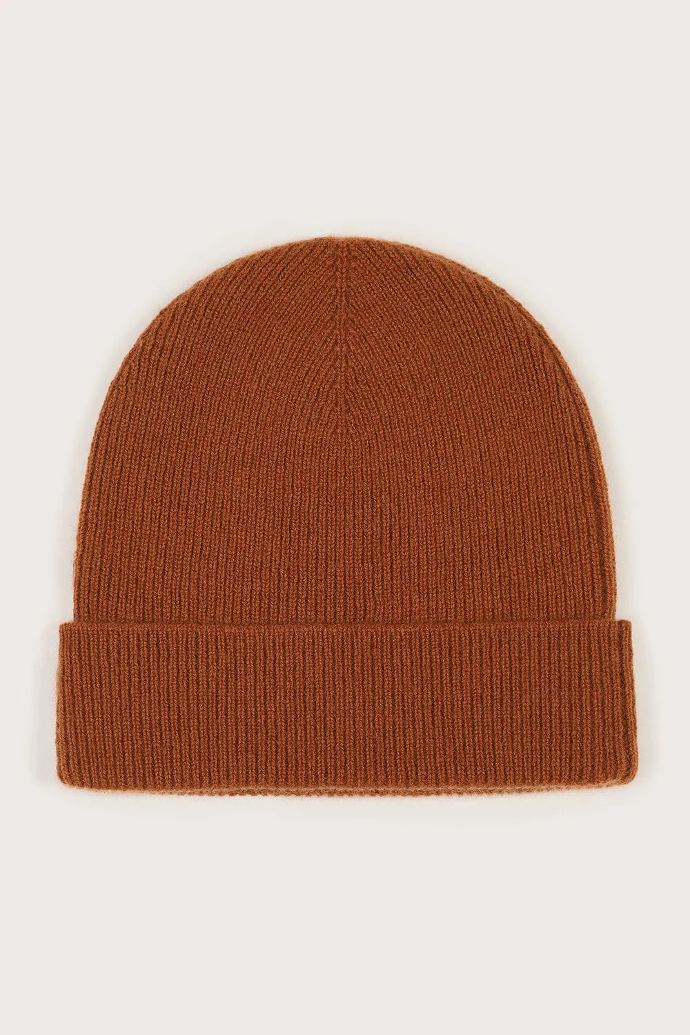 EZRA Knitted Cashmere Blend Beanie in Camel