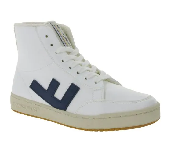 FLAMINGOS LIFE Old 80`s women s high-top sneakers fair and sustainable everyday shoes made in Spain FW21O8WHIINDBIC white/indigo