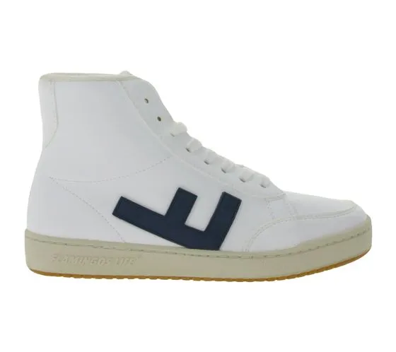 FLAMINGOS LIFE Old 80`s women s high-top sneakers fair and sustainable everyday shoes made in Spain FW21O8WHIINDBIC white/indigo