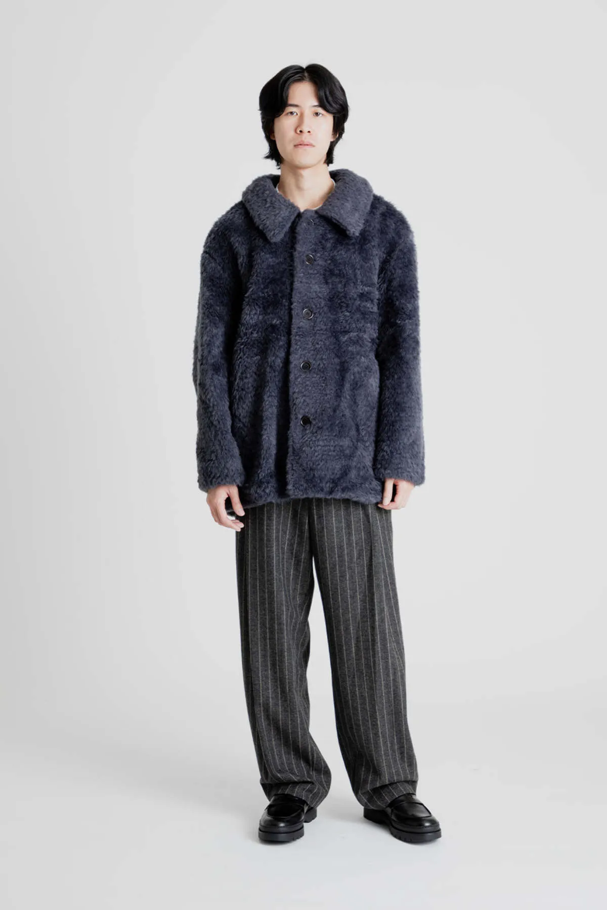 Fur Mid Coat - Charcoal