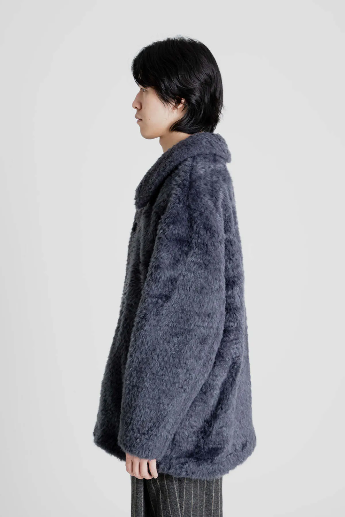 Fur Mid Coat - Charcoal