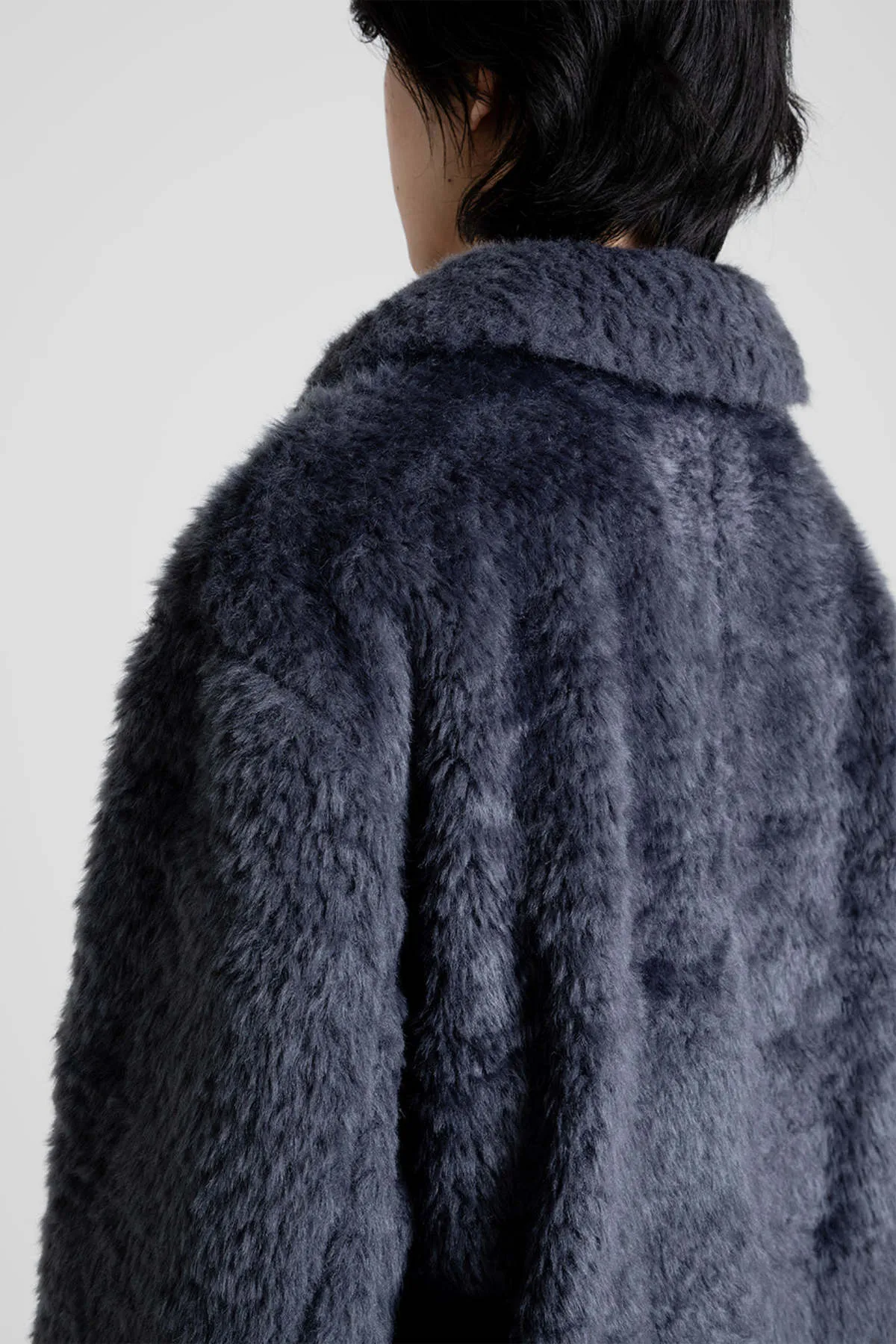 Fur Mid Coat - Charcoal