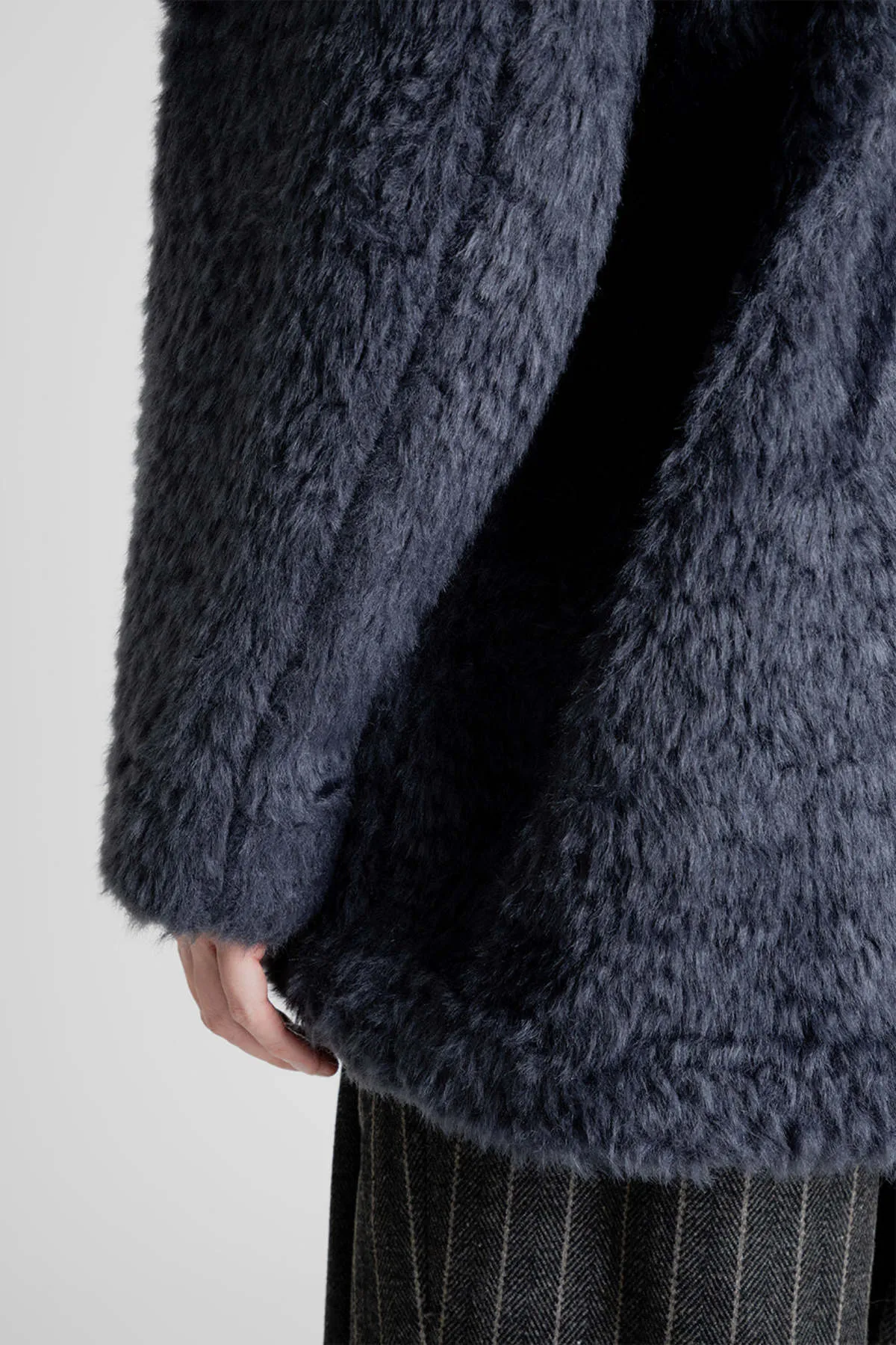 Fur Mid Coat - Charcoal