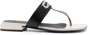 Furla logo-plaque T-bar leather sandals Black