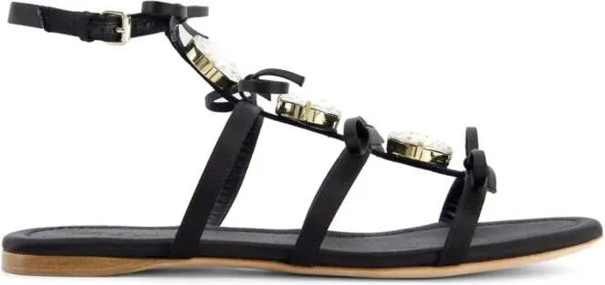 Giambattista Valli crystal-embellished leather sandals Black