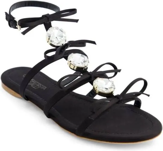 Giambattista Valli crystal-embellished leather sandals Black