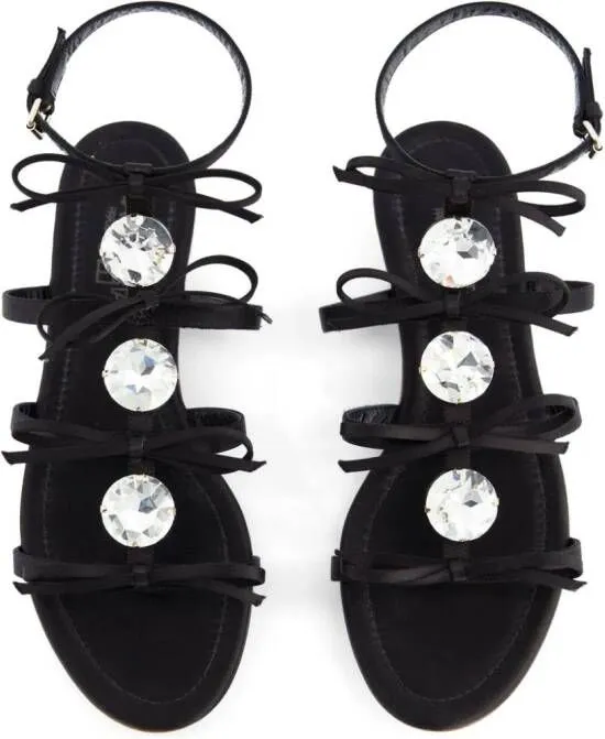 Giambattista Valli crystal-embellished leather sandals Black