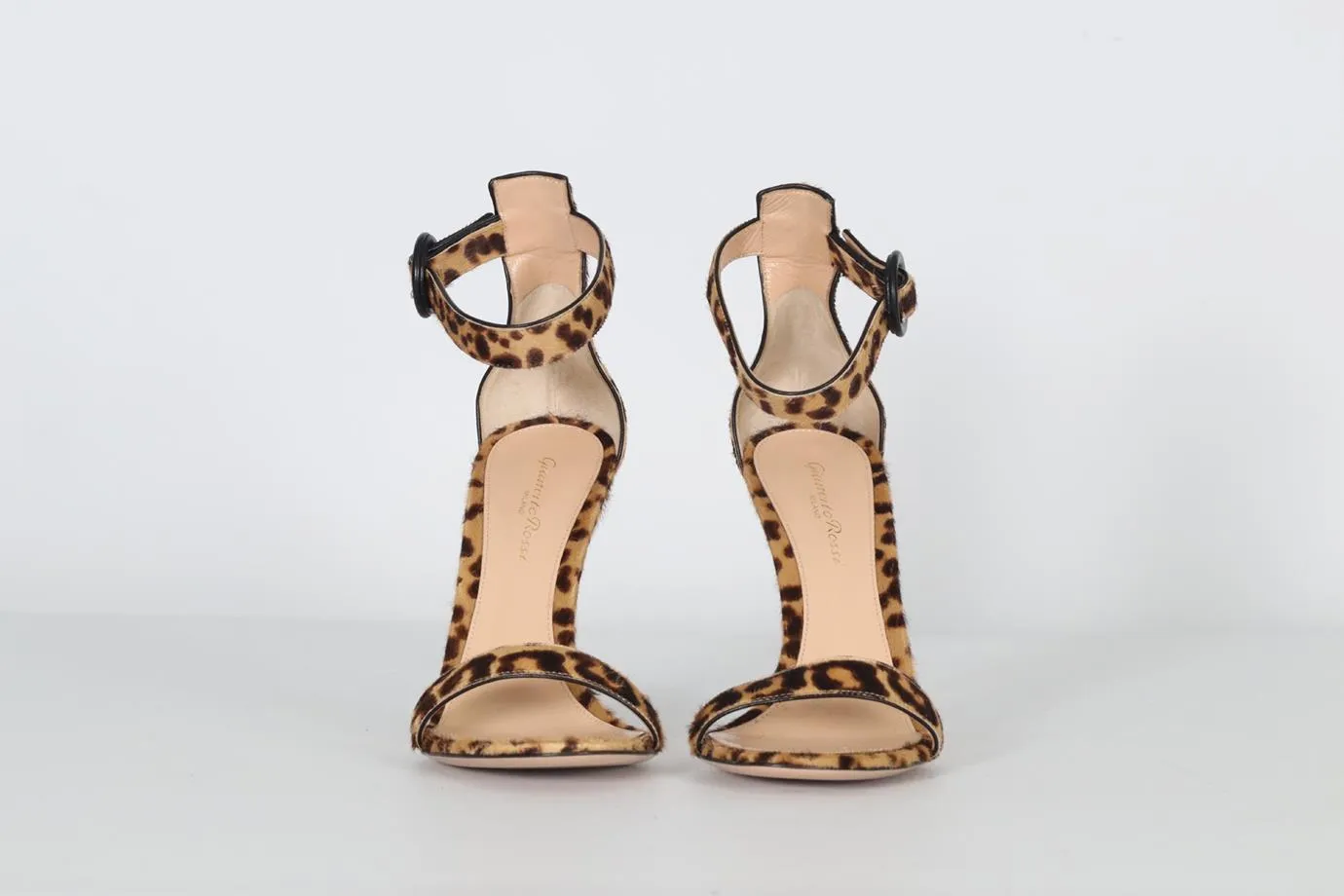 GIANVITO ROSSI CALF HAIR AND LEATHER SANDALS EU 38.5 UK 5.5 US 8.5