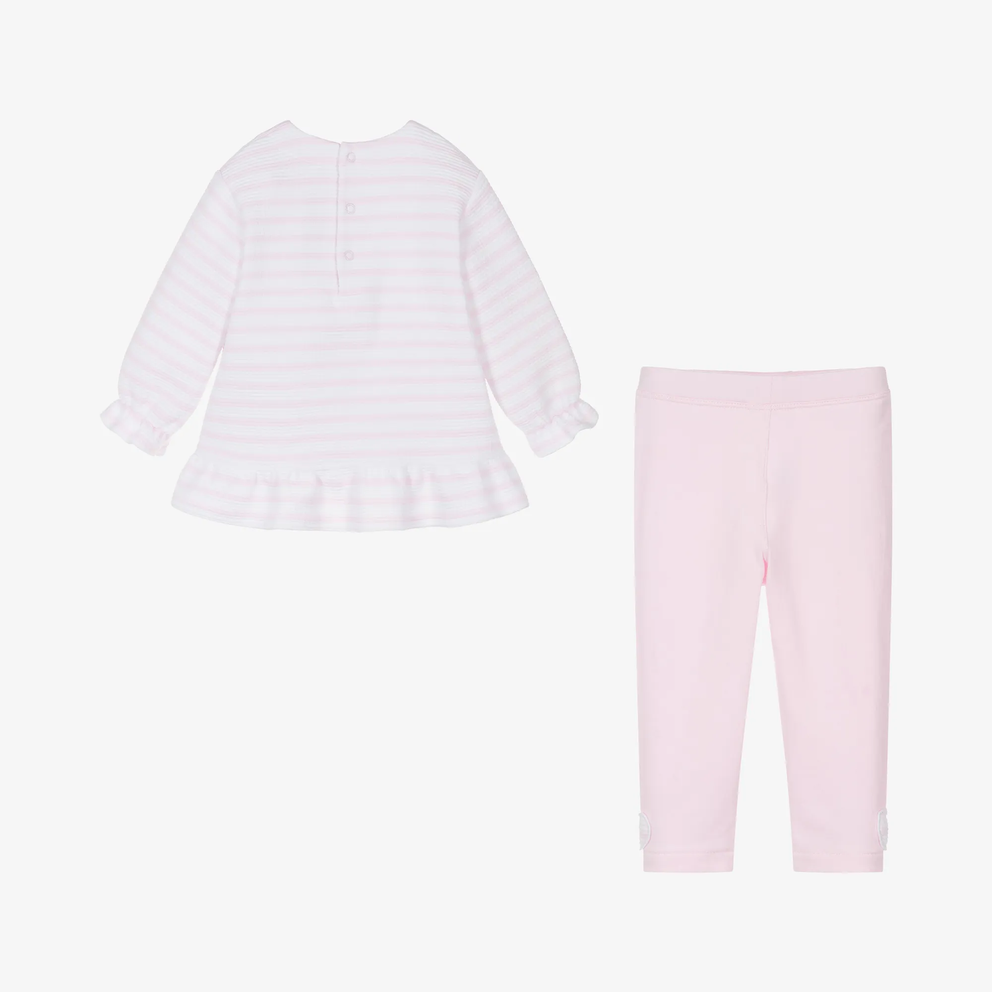 Girls Pink Striped Cotton Leggings Set