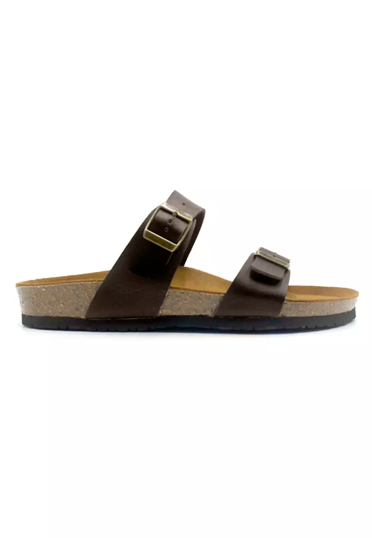 Glasgow - Dark Brown Leather Sandals & Flip Flops