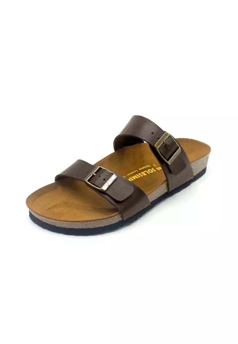 Glasgow - Dark Brown Leather Sandals & Flip Flops