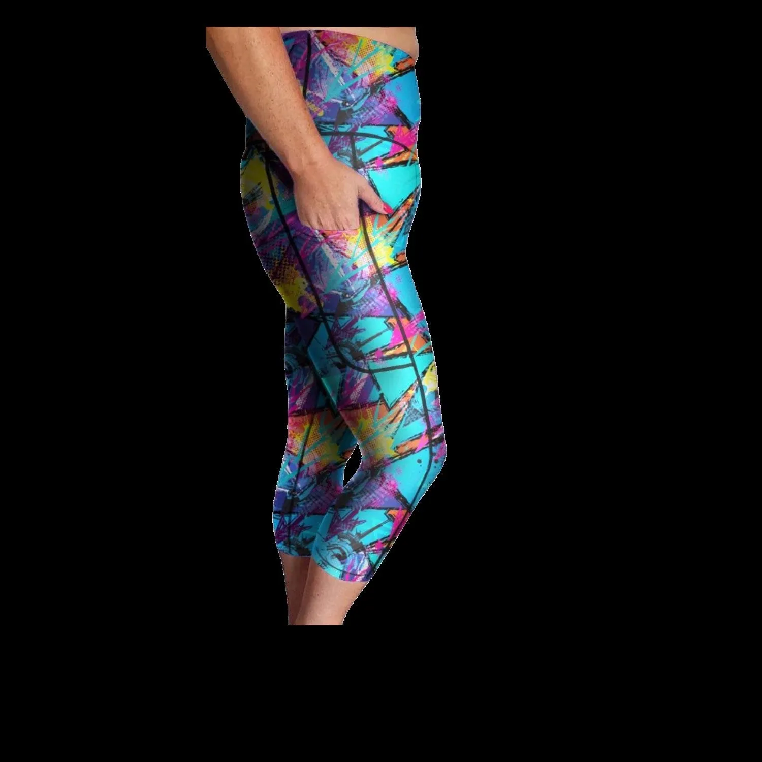 HI Capri Gym leggings- Retro Pop