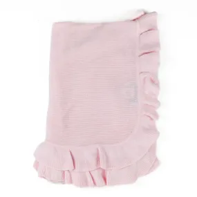 Jersey Knit Ruffle Blanket - Pink