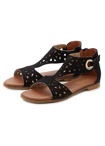 LASCANA Leather Sandals with Sophisticated Cut Outs | Kaleidoscope