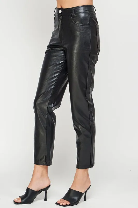 Leather Ankle Pant - Black