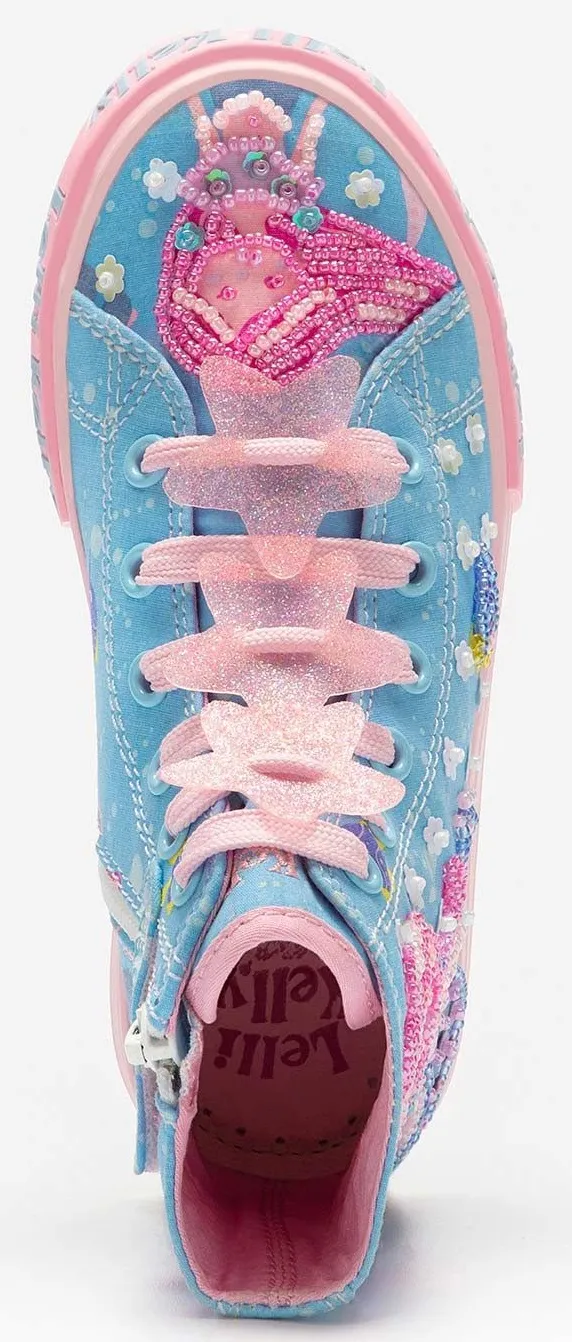 LELLI KELLY LK 2042 INGRID MERMAID CANVAS BOOTS HI-TOPS ROSA BLUE