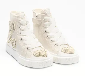 LELLI KELLY LK 4173 SHARON MID CANVAS BOOTS HI-TOPS WHITE