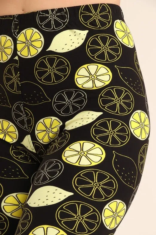 Lemon Lemonade Print Soft Leggings