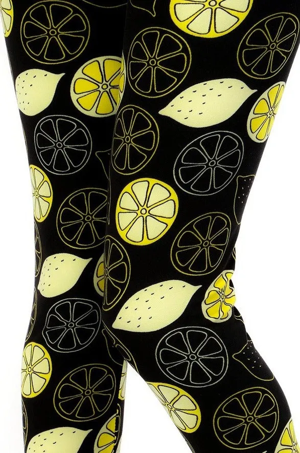 Lemon Lemonade Print Soft Leggings